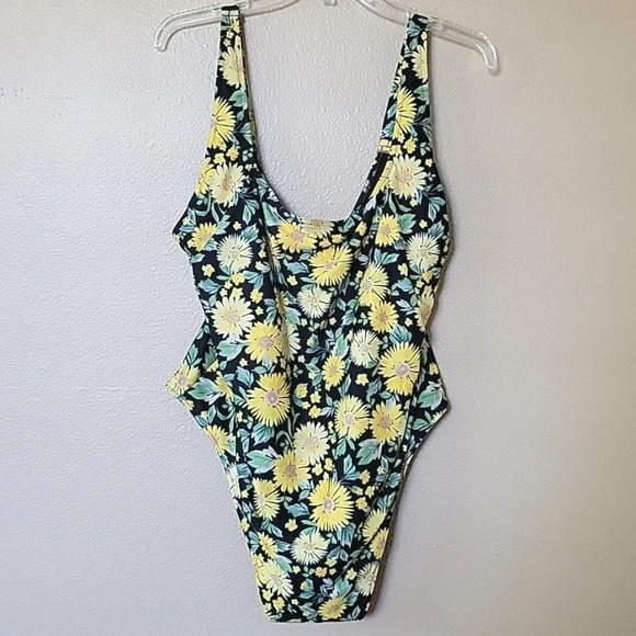 Old Navy Sunflower Square Neck French Cut One Piece Swimsuit - Size 2X - Picture 1 of 7